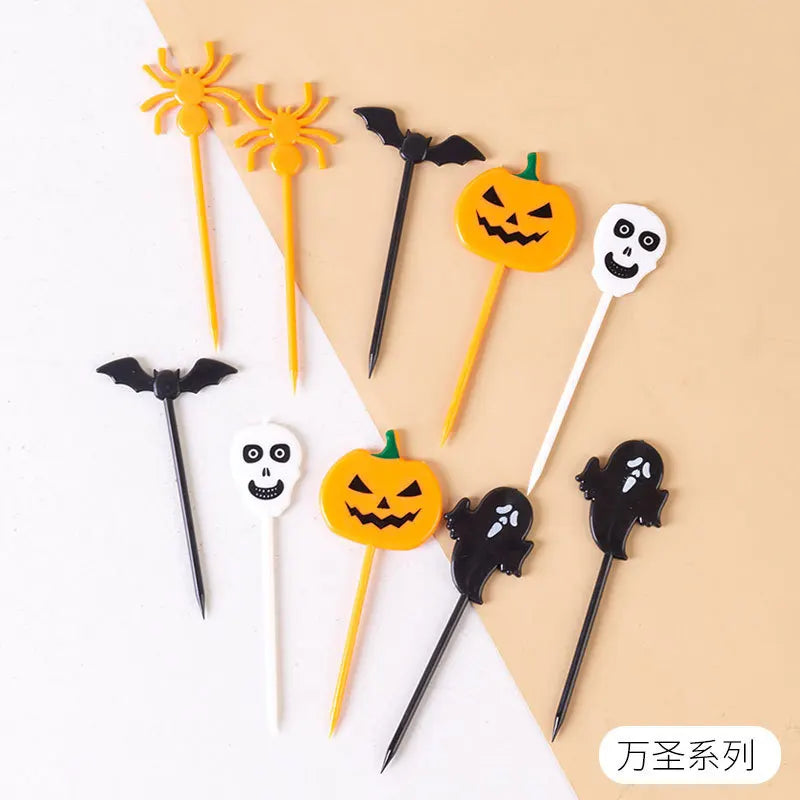 Cartoon Children Cake Dessert Pick Toothpick Lunch Halloween Fruit