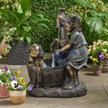 Boy & Girl Water Play Resin Garden Sculpture – 10cm Ornament