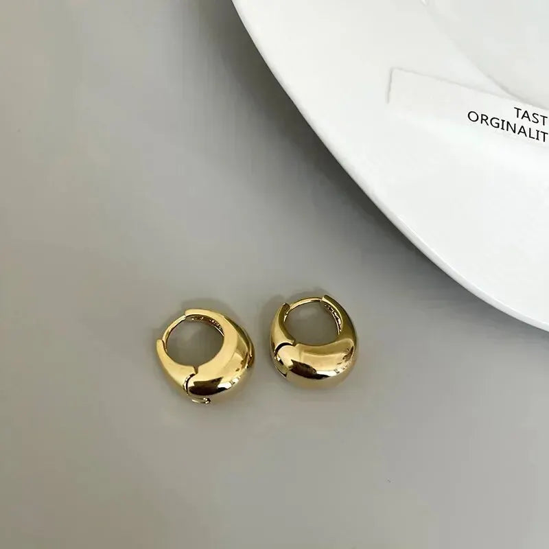 925 Sterling Silver Korean Geometric Hoop Earrings for Women