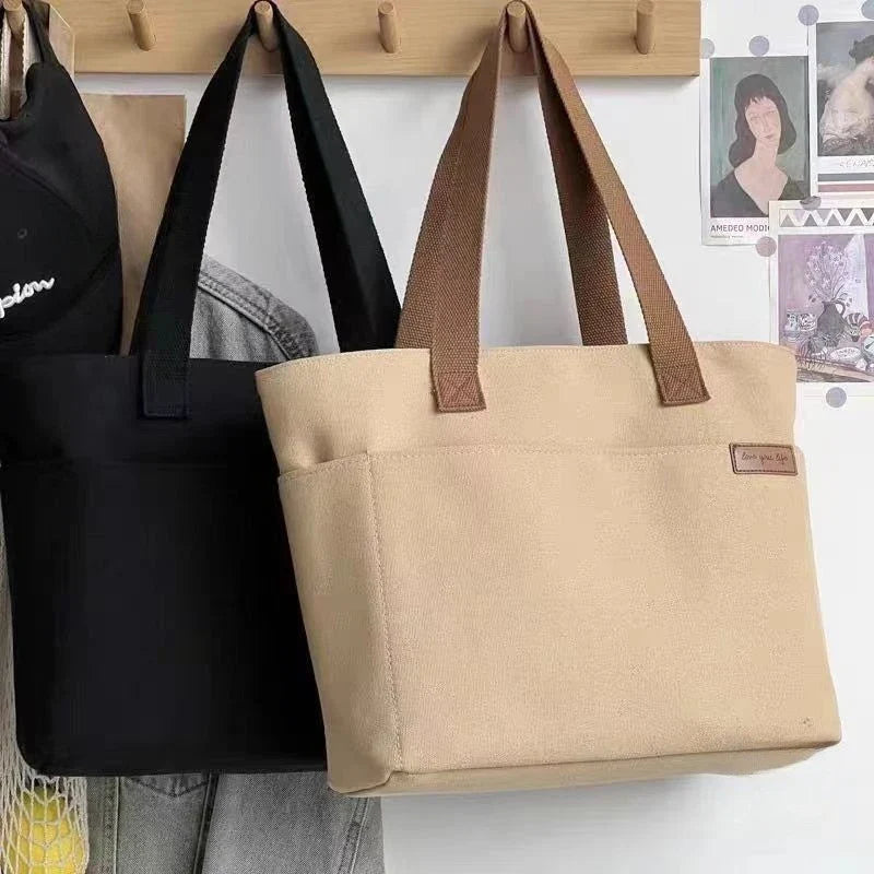 Large Canvas Tote Bag – 2-Layer Shoulder Bag for Women