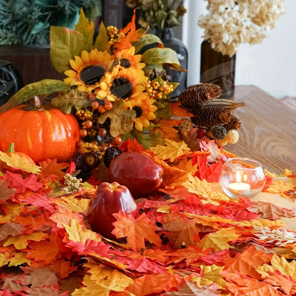 100pcs Artificial Silk Maple Leaves – Fall Wedding Décor