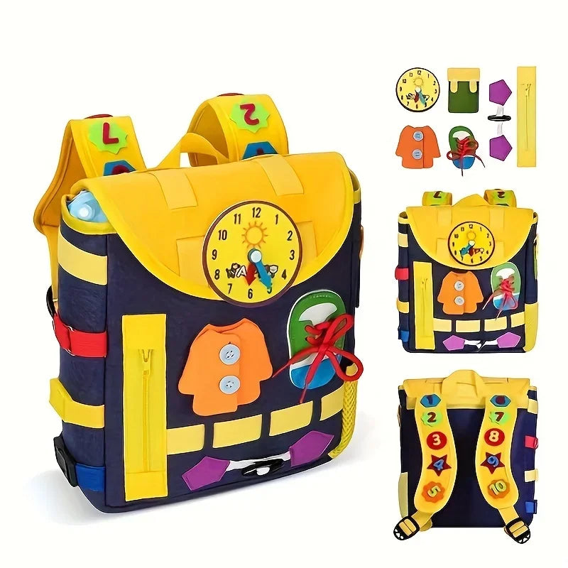 Develop Fine Motor Skills Basic Life Busy Board Toddler Backpack