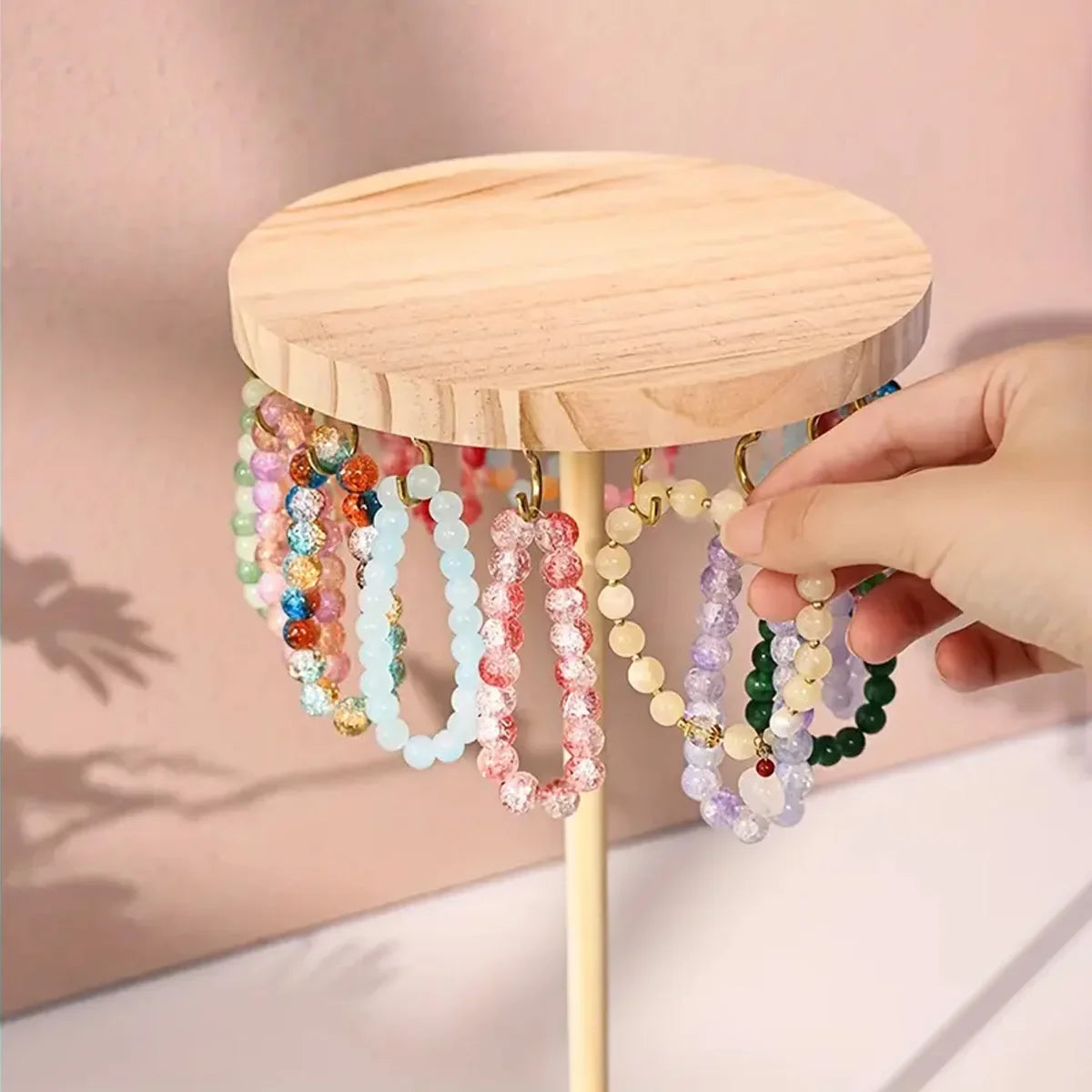Wooden Jewelry Rack Necklace Earring Pendant Display Manager Hook