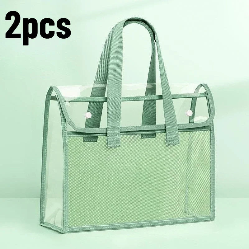 2-Pack Large Transparent PP File Bags | Portable Document Organizer