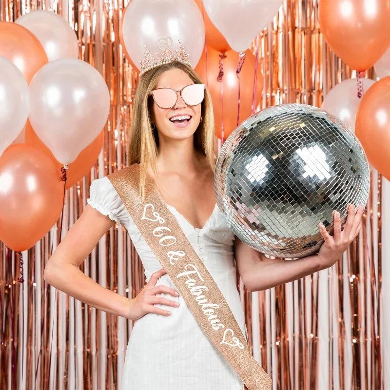 "60 & Fabulous" Rose Gold Satin Sash – 60th Birthday Gift