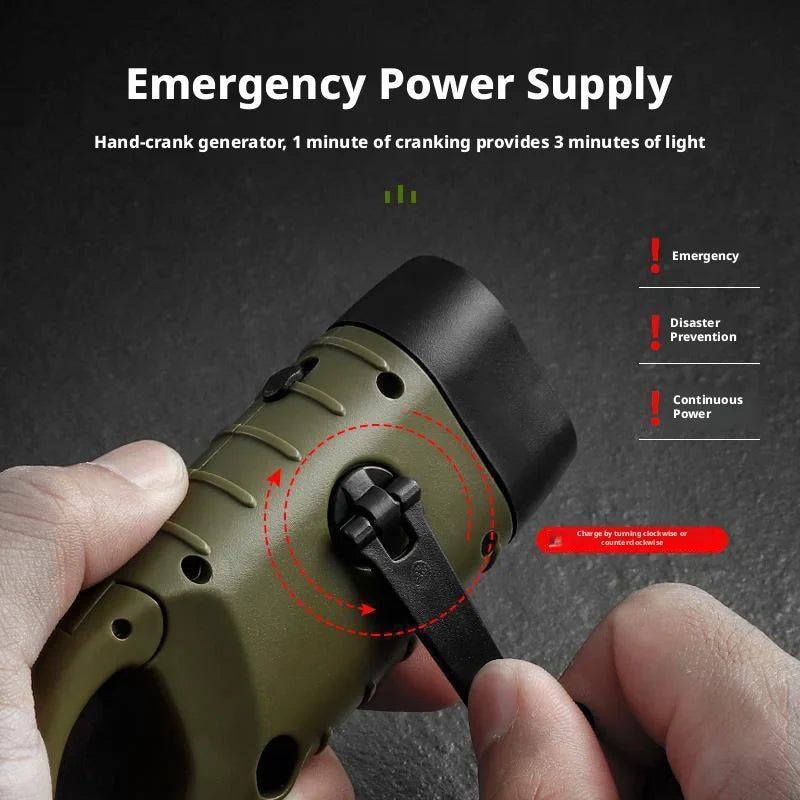 ESMARTER Solar Hand Crank LED Flashlight | Emergency Camping Torch