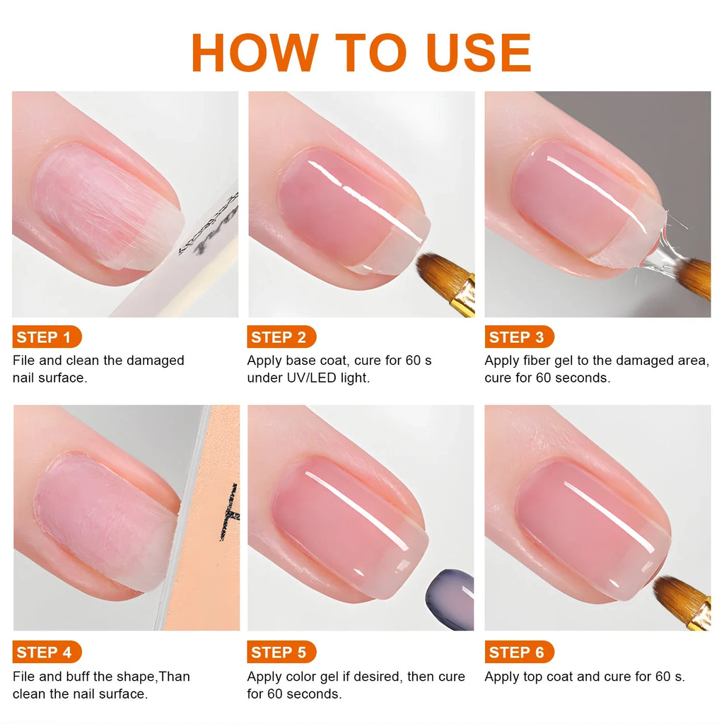 TWOING Fiber Rubber Base Gel Broken Nail Repaired Fiberglass Clear