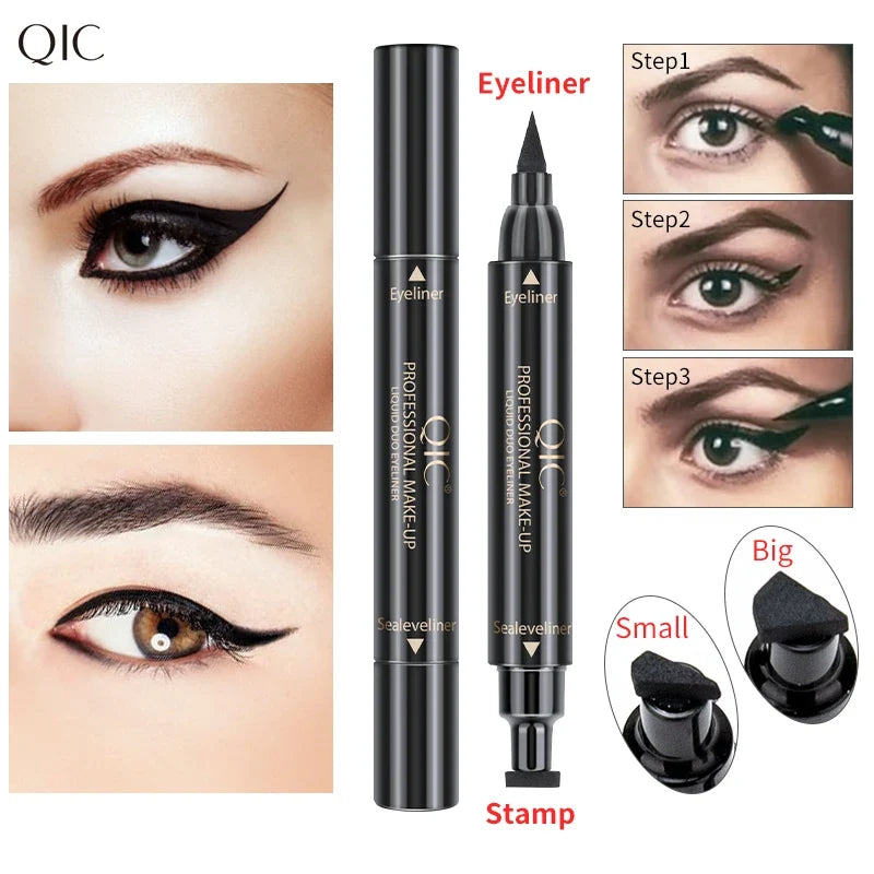 QIC 2-in-1 Stamp Eyeliner Pen – Cat Eye Waterproof Quick Dry