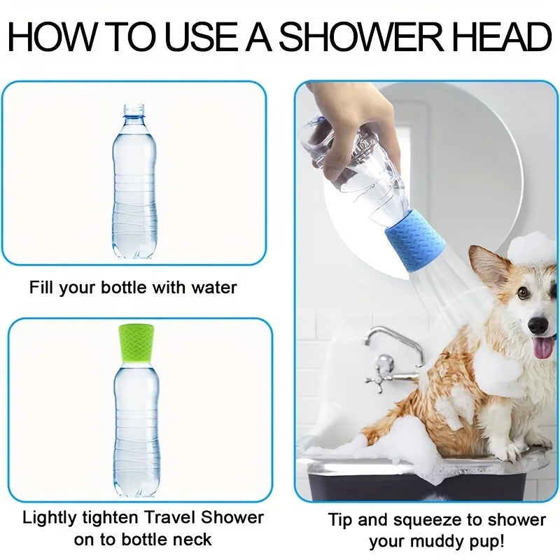 Portable Pet Shower Head Adjustable Silicone Bath Sprayer Dogs Cats