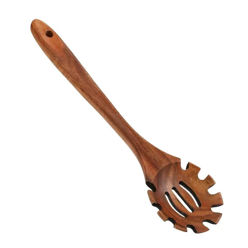 Wood Spaghetti Spoon Server Hangable Pasta Ladle Teeth