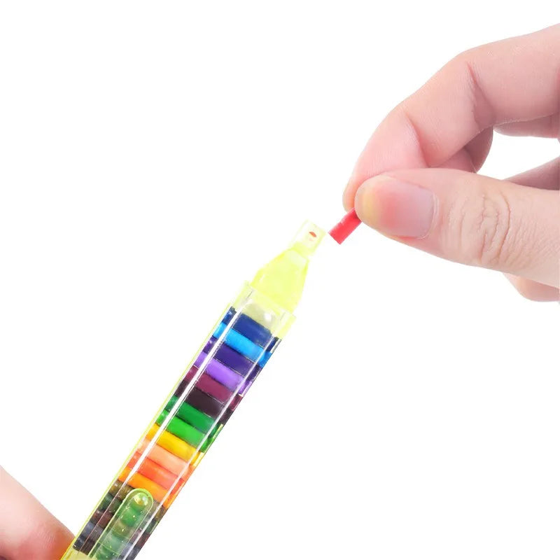 20-Color Wax Crayons for Kids – Drawing & Art Graffiti Pens