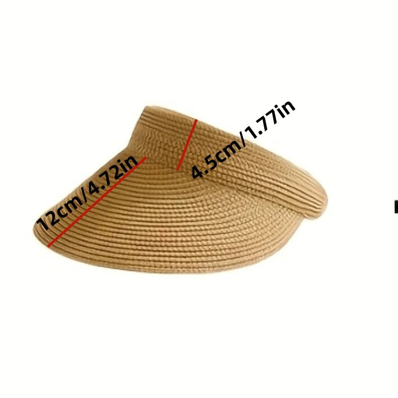 Wide Brim Straw Sun Hat – UV Protection Rollable Beach Hat