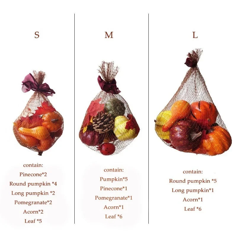Artificial Pumpkin Pine Cone Maple Leaf Fall Harvest Decor Set