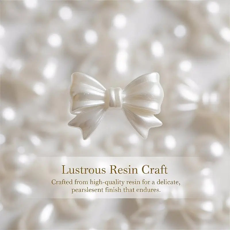 30Pcs Pearlescent White Resin Bow Nail Charms | DIY Manicure