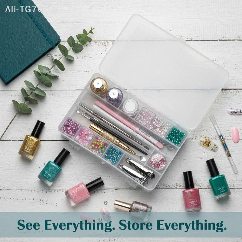 Double Layer Transparent Storage Box – Nail Art & Craft