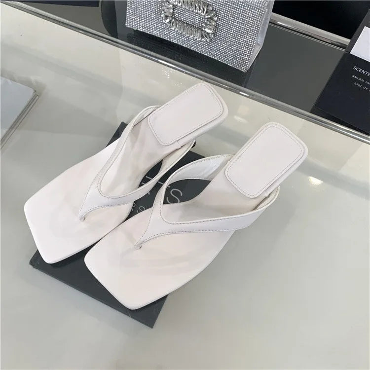Retro Clip Toe Women's Low Heel Summer Slippers | Party Shoes