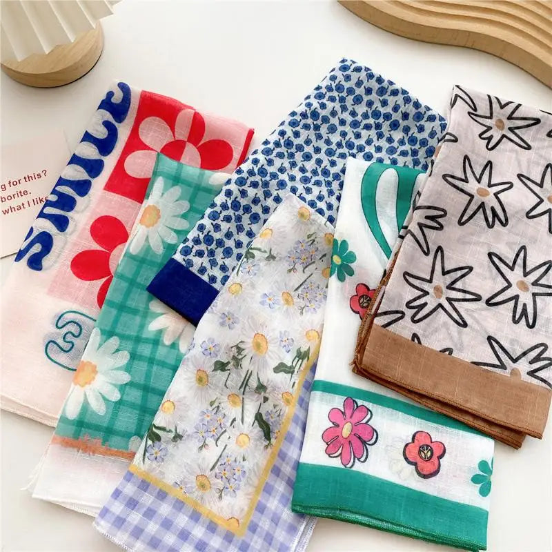 58cm Square Scarf – Handkerchief Print Neck, Hair & Bag Wrap