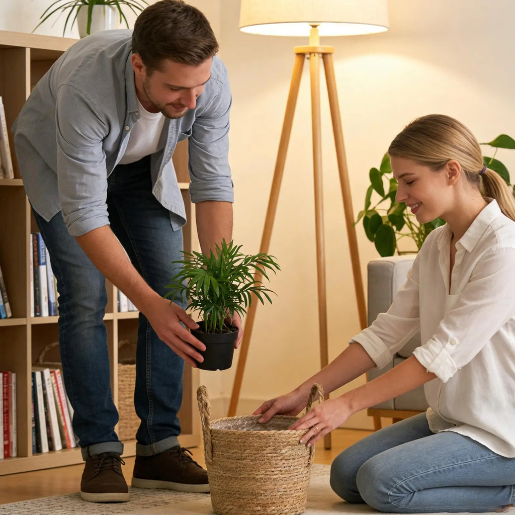 Woven Seagrass Plant Basket with Handle | Indoor & Outdoor