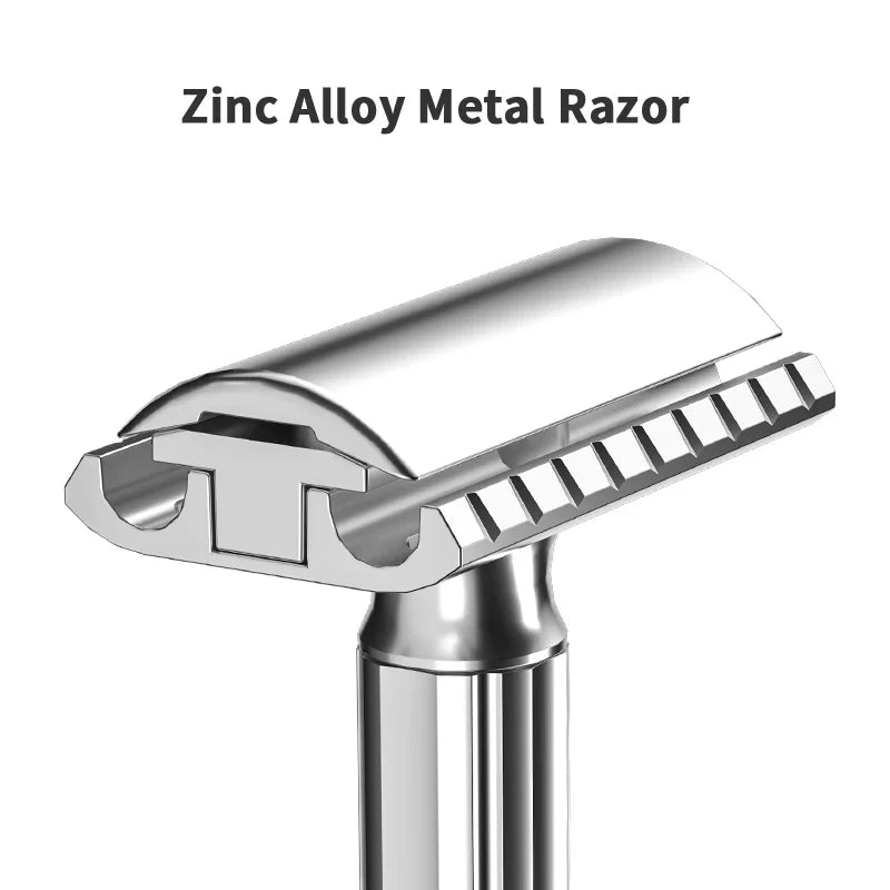 Adjustable Safety Razor 9-Speed Zinc Alloy Manual Shaver + 5 Blades