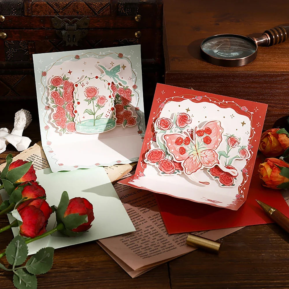Stamping Rose Three-dimensional Greeting Card Individually Packaged