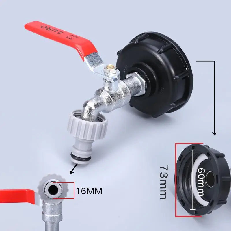 IBC Tank Tap Adapter S60x6 to 1/2" & 3/4" Thread Valve Fitting