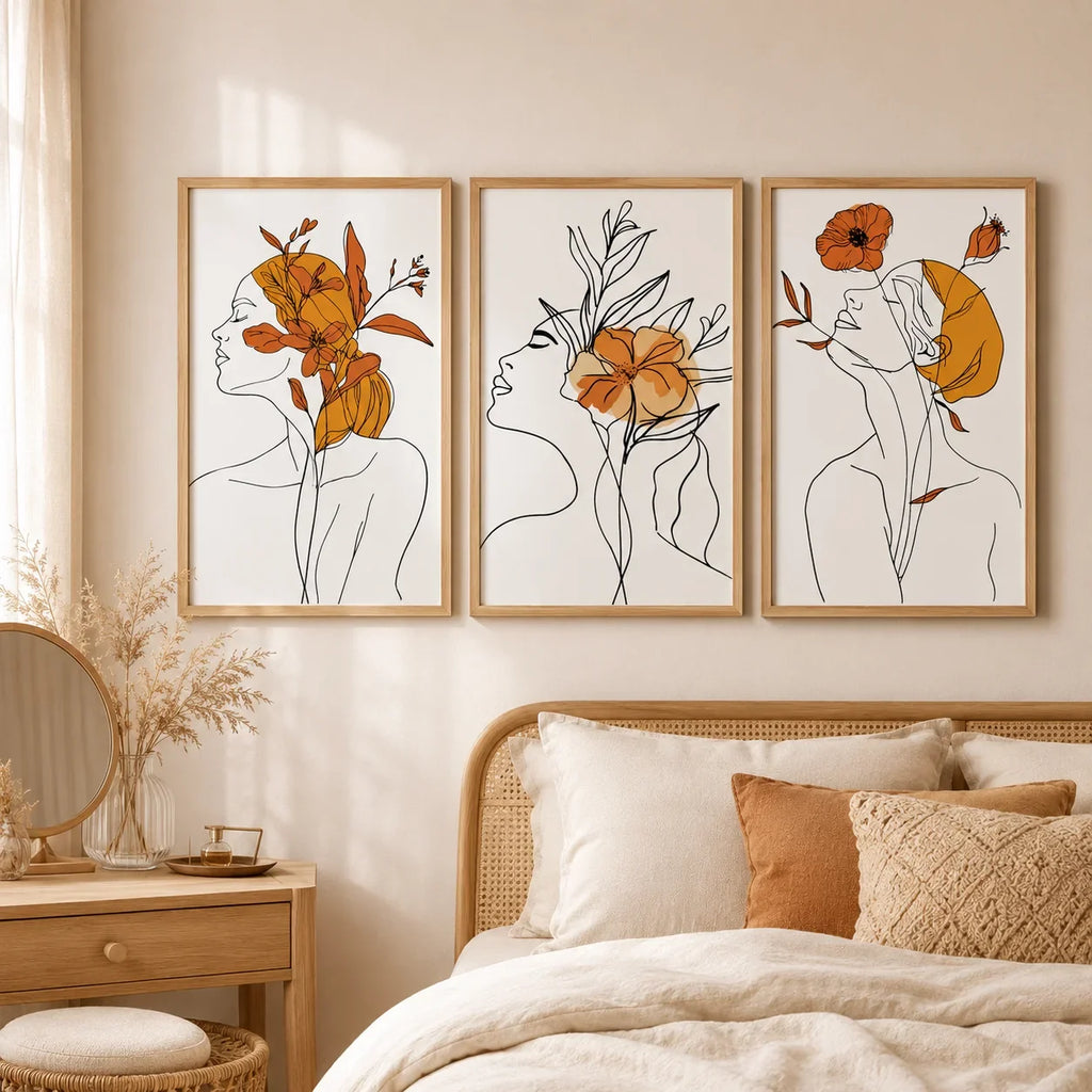 Abstract Woman Flower Canvas Wall Art – Modern Poster Print