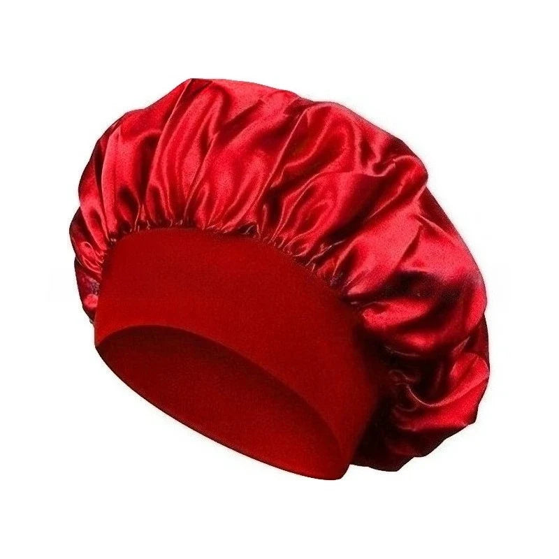 Elastic Wide-Band Satin Bonnet – Sleep & Bath Hair Cap