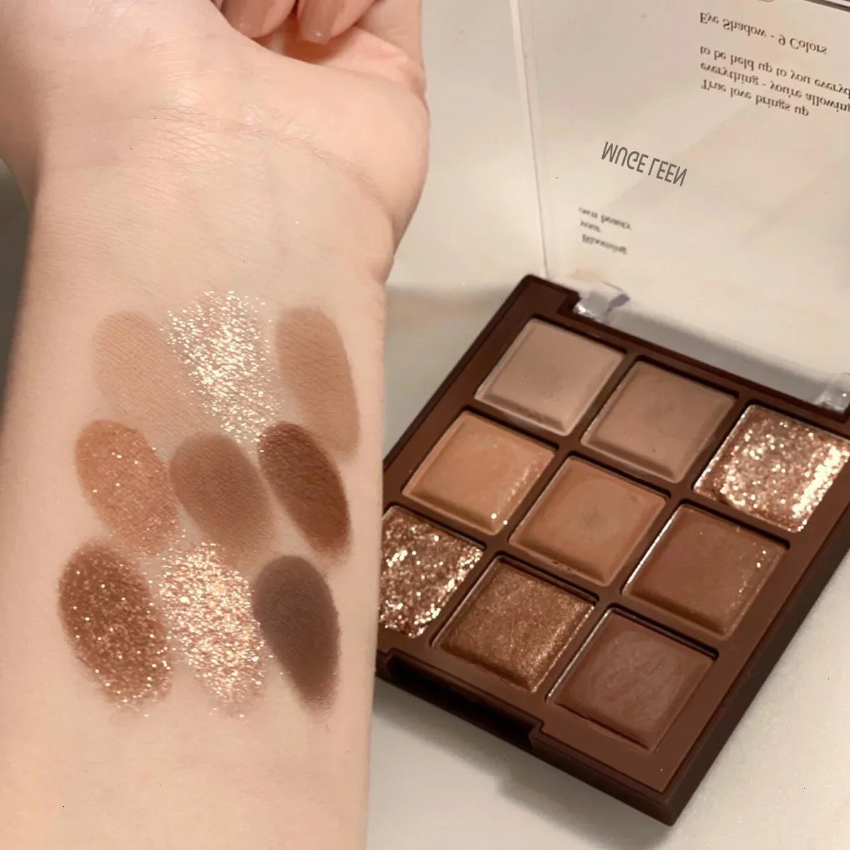 9-Color Chocolate Eyeshadow Palette | Earth Matte & Glitter