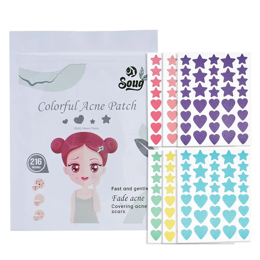 216-Pack Invisible Pimple Patches – Colorful Acne Spot Stickers