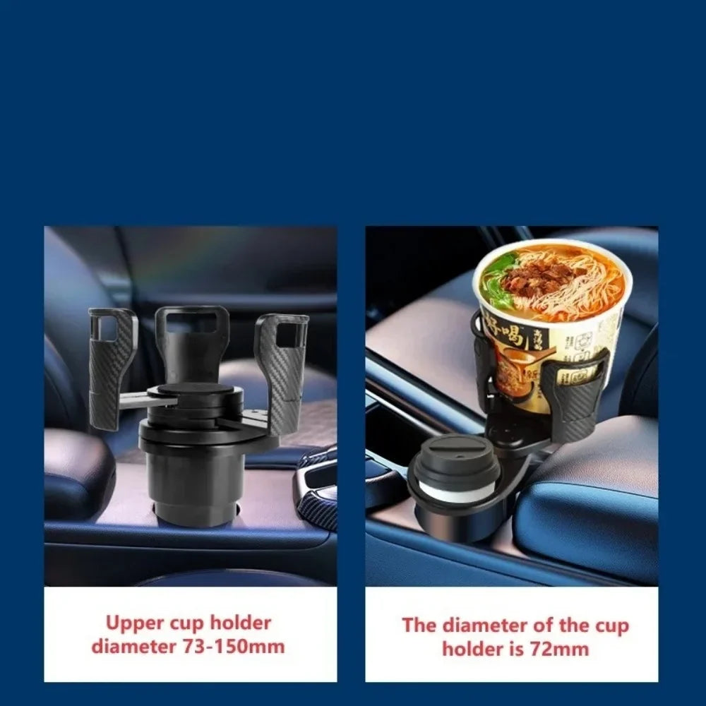 Rotating Double Layer Car Cup Holder Console Storage Organizer