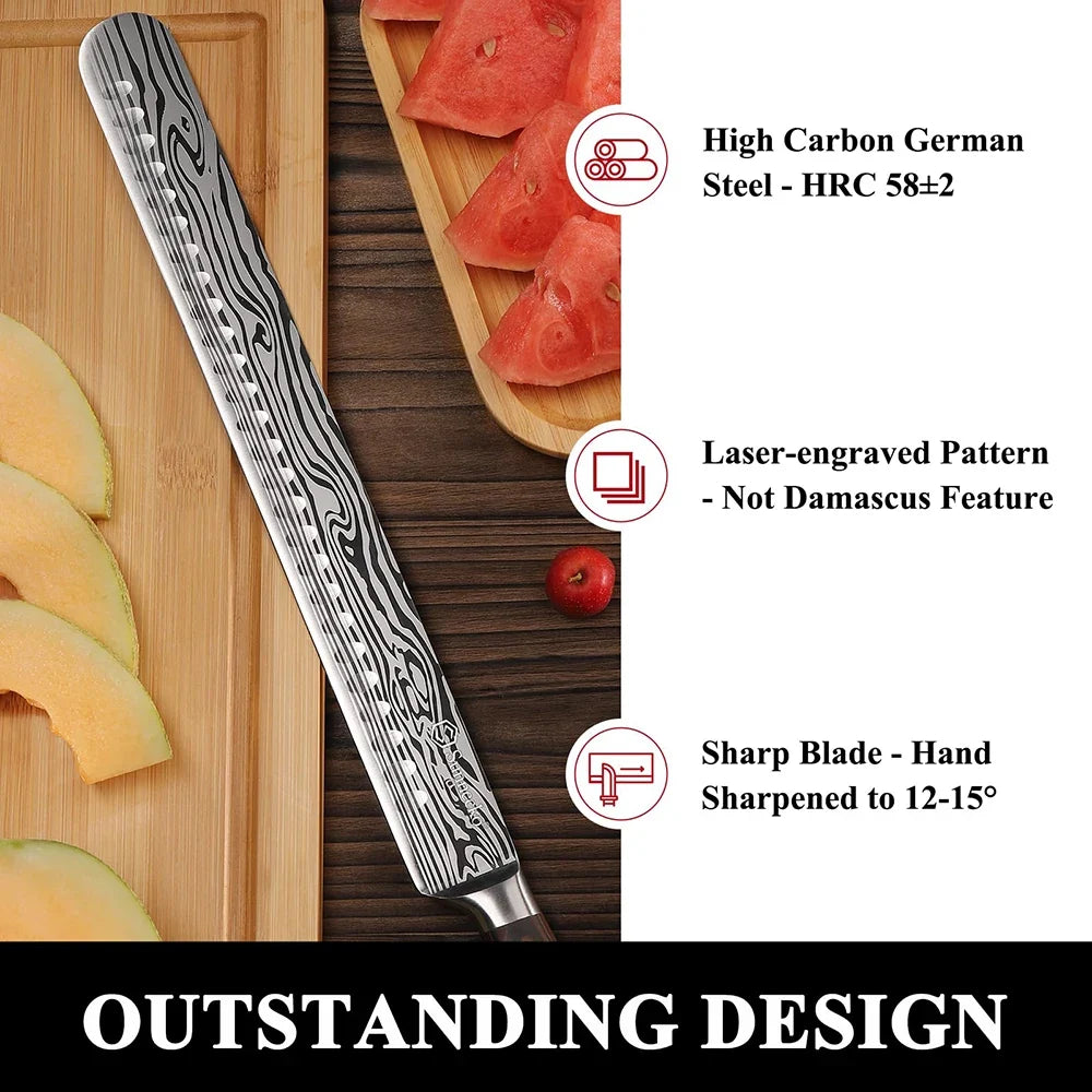 Sunnecko 12" Brisket Slicing Knife | High Carbon Steel & Pakkawood
