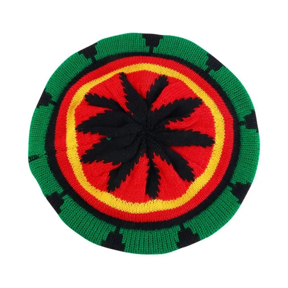 Jamaican Reggae Loose Knit Beanie – Rainbow Stripe Winter Hat