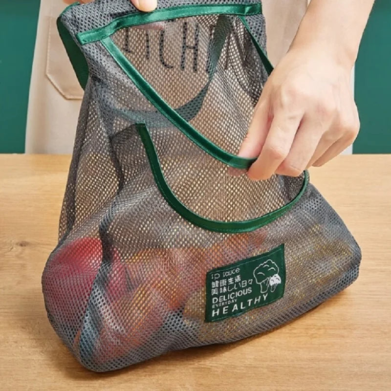 Reusable Storage Bags Kitchen Hanging Mesh Bag Home Fruit Vegetable