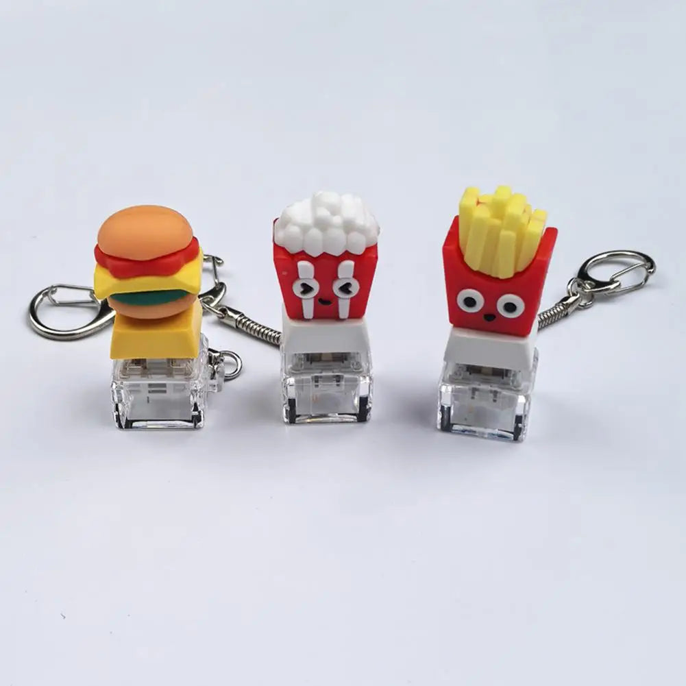 Cute Food Fidget Keychain – Silicone Squeeze Clicker Toy