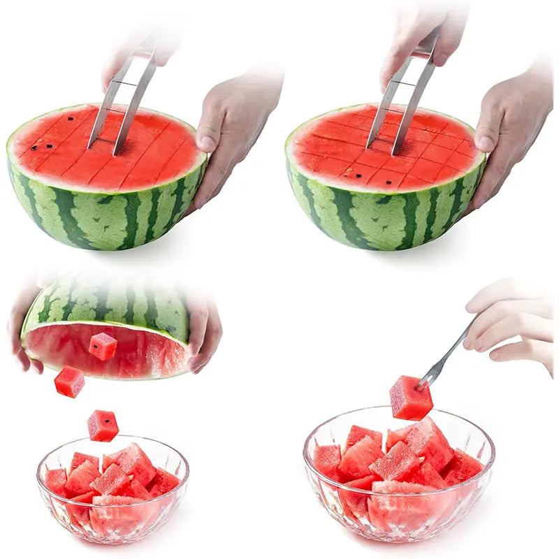 Stainless Steel Watermelon Cutter & Cube Slicer | Kitchen Tool