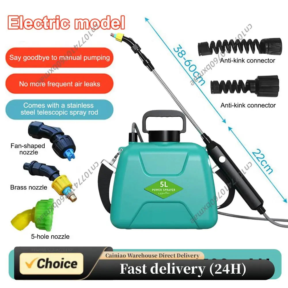 Battery Powered Sprayer 3 Mist Nozzles Rechargeable Retractable Wand
