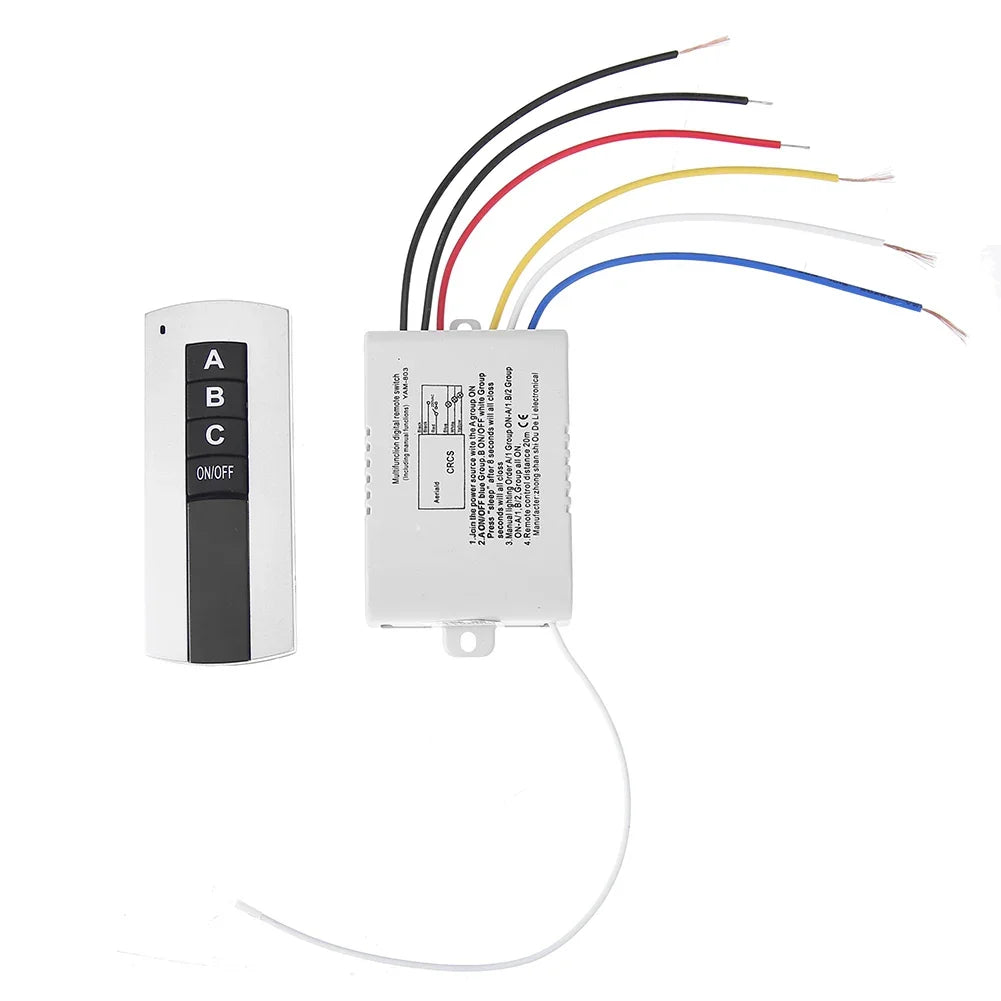 1 2 3 Way OFF 220V Wireless Remote Control Switch Lamp Light Receiver
