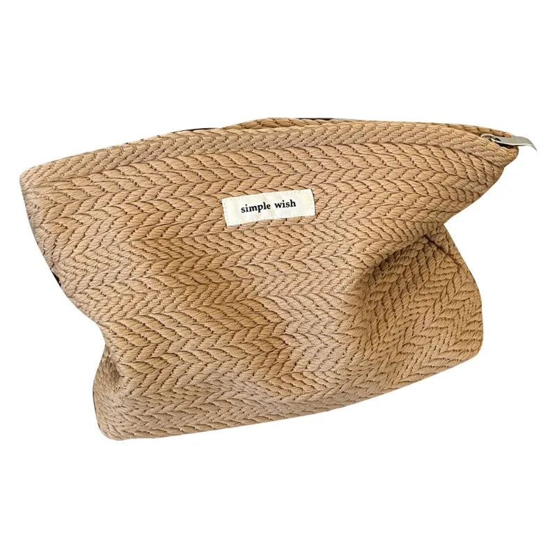 Portable Handwoven Cotton Makeup Bag Artistic Crochet Cosmetic Pouch