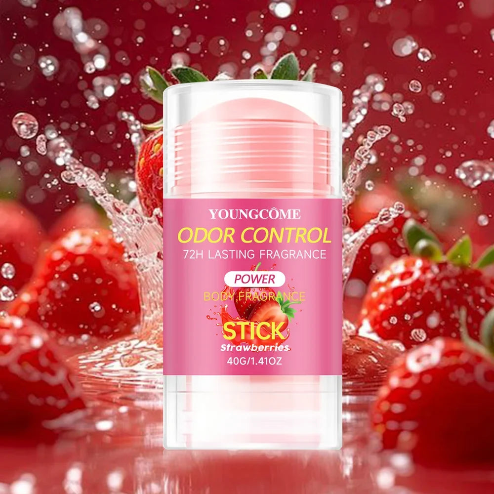 YOUNGCOME Strawberry Deodorant – 72H Aluminum-Free for Women