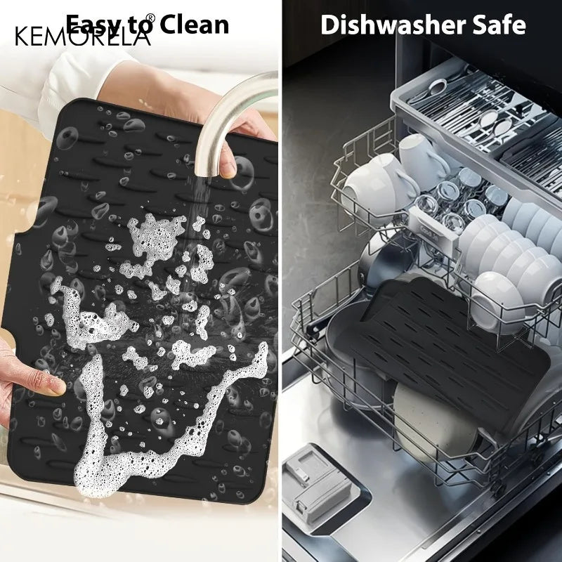 KEMORELA Silicone Drain Mat – Kitchen Countertop & Sink Mat
