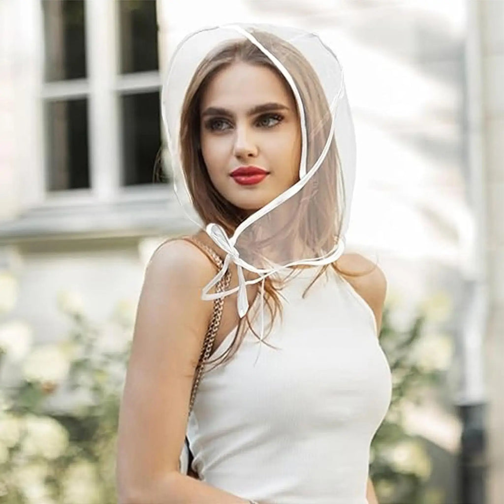 Rain Hats Women Reusable Transparent Headwear Brim Waterproof Hat