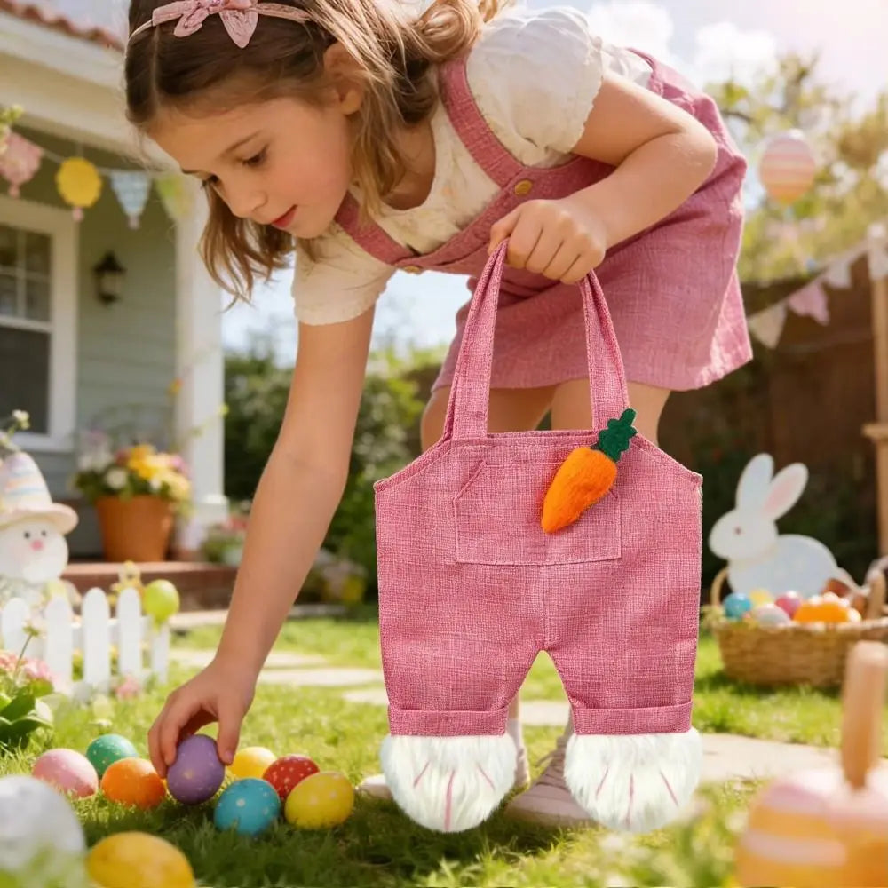 Bunny Overalls Easter Candy Gift Bag – Reusable Polyester