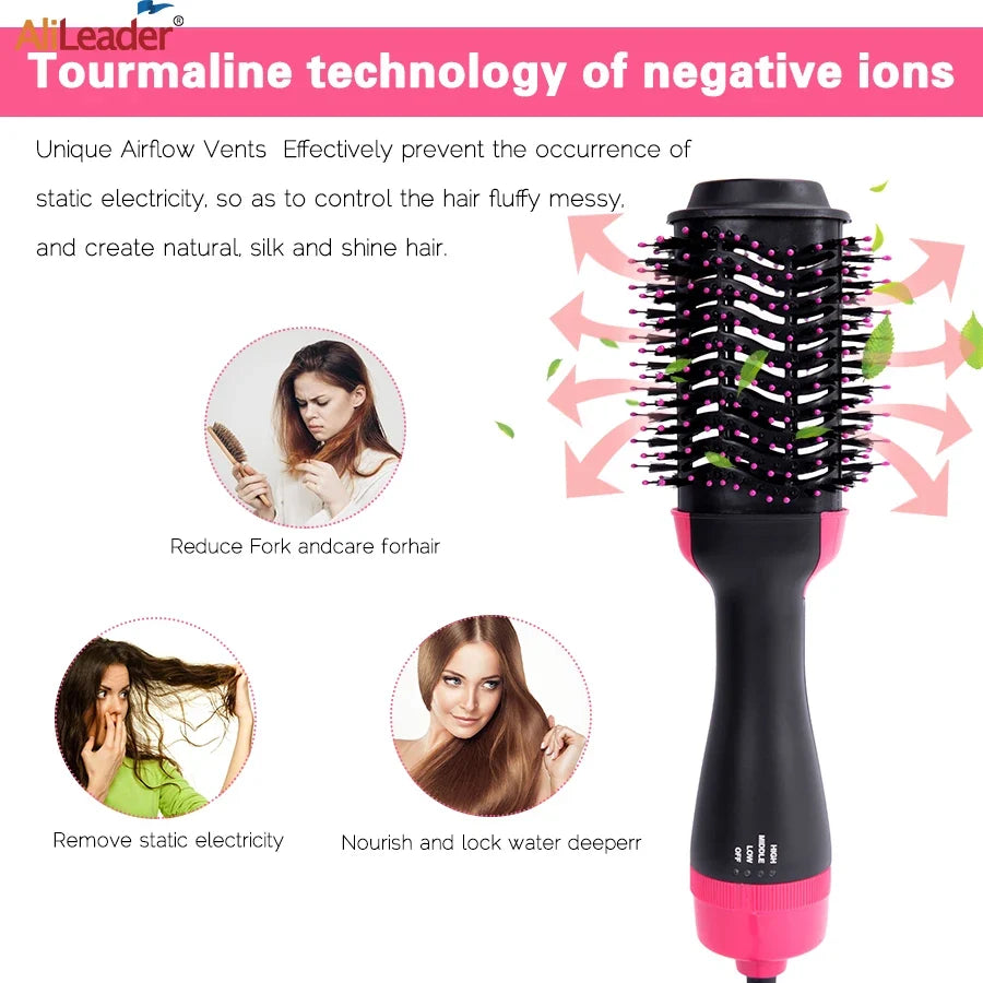 4-in-1 Hot Air Brush – Dryer, Straightener & Curler