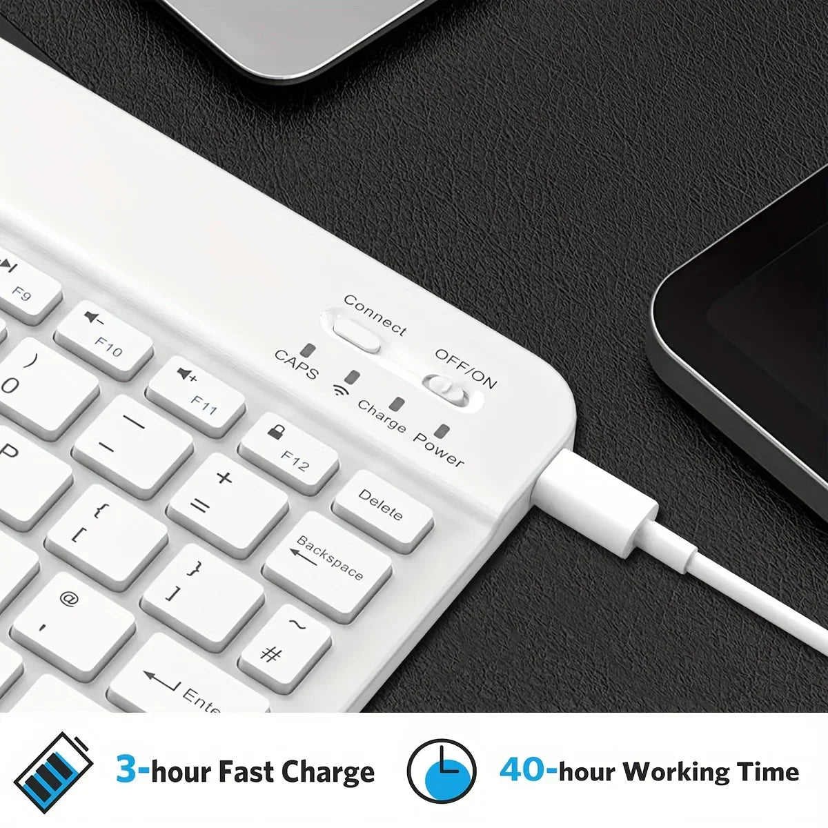 Ultra-thin Wireless Keyboard 10-inch Bluetooth-compatible Type-c