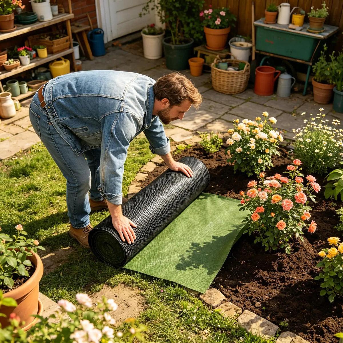 Garden Ground Cloth Grass Barrier Landscape Fabric Breathable Sun
