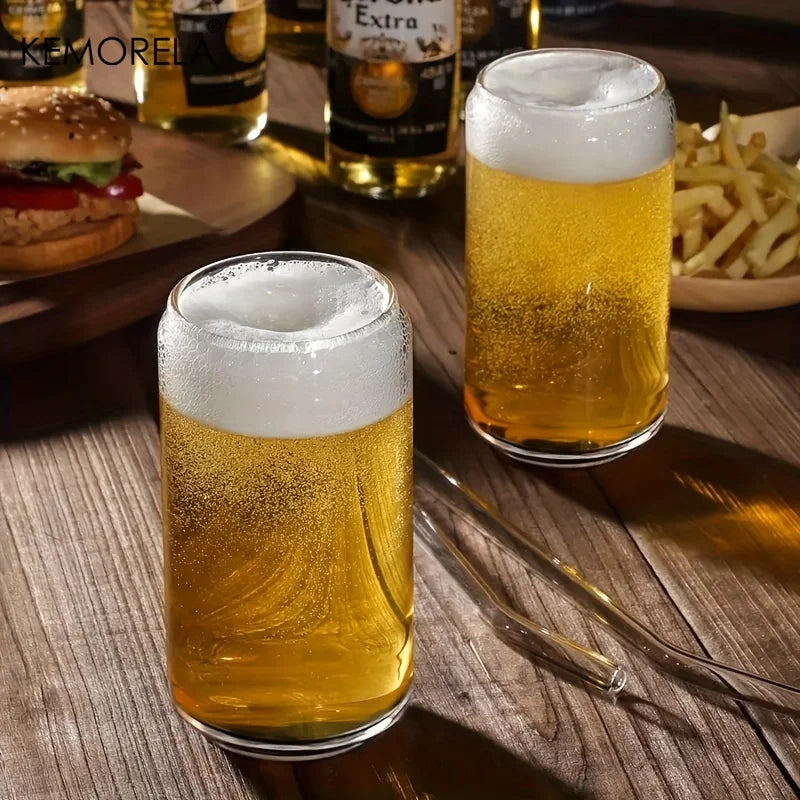 KEMORELA 17oz Drinking Glasses with Glass Straw Set of 4