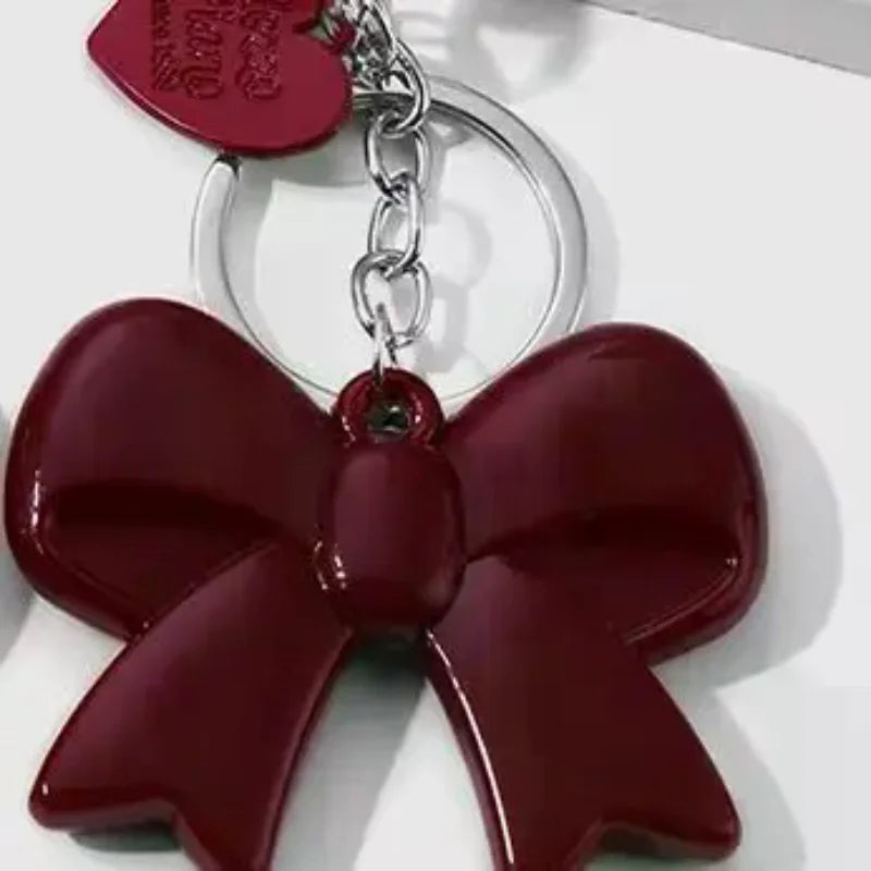 Y2K Red Bow Mirror Charm Keychain | Bag & Phone Pendant