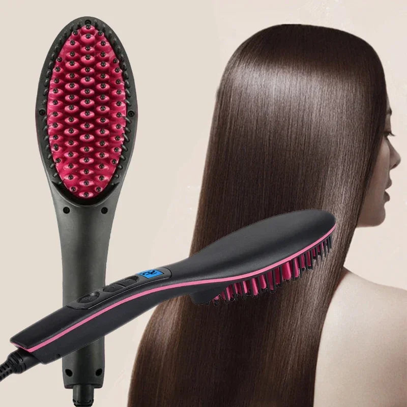 Ceramic Electric Hair Straightener Brush & Beard Comb | 1800W