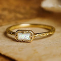 Huitan Vintage Imitation Opal Rectangular Ring for Women