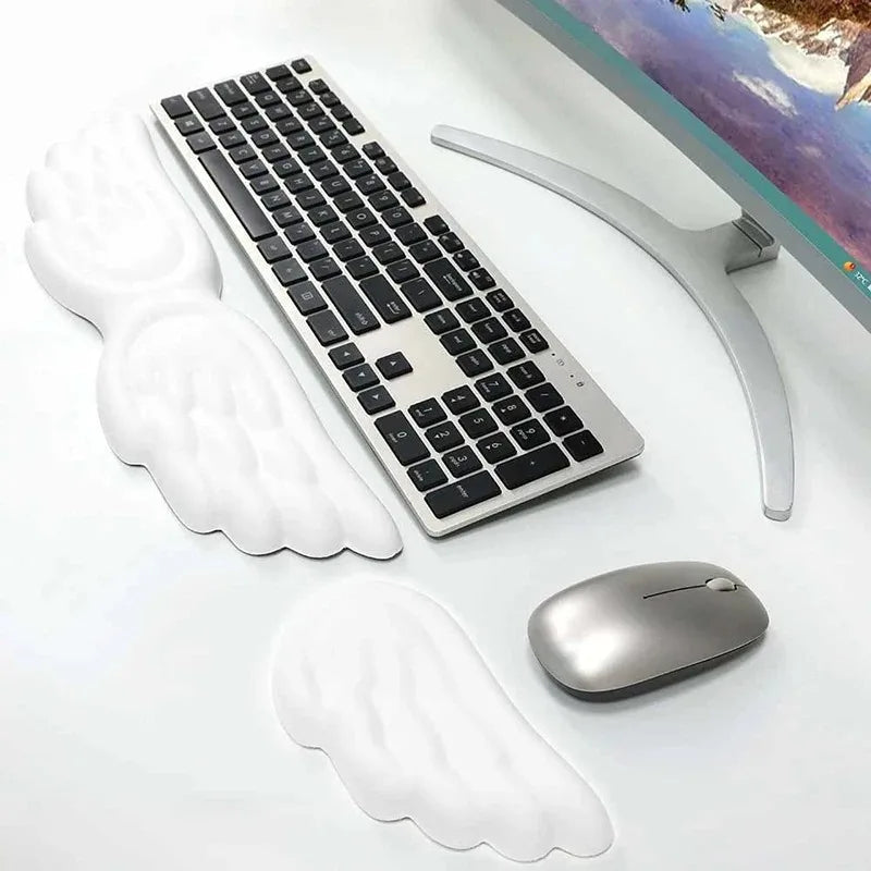 Angel Wing Memory Foam Keyboard & Mouse Wrist Rest Set
